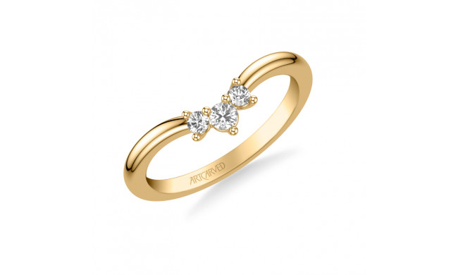 Artcarved Bridal Mounted with Side Stones Contemporary Diamond Wedding Band 18K Yellow Gold - 31-V1018Y-L.01