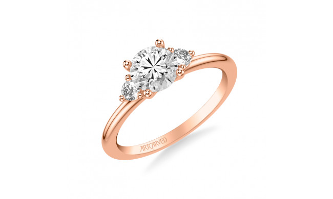 Artcarved Bridal Semi-Mounted with Side Stones Classic Engagement Ring 14K Rose Gold - 31-V1033ERR-E.01