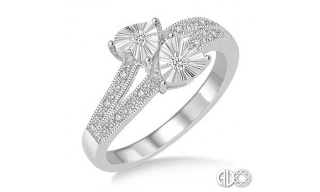 Ashi Diamonds Silver 2Stone Heart Ring