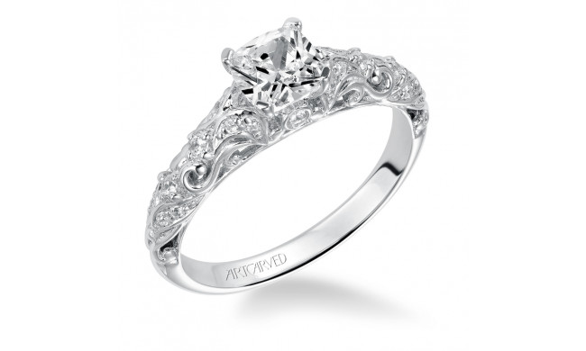 Artcarved Bridal Semi-Mounted with Side Stones Vintage Engagement Ring Glenda 14K White Gold - 31-V529EUW-E.01