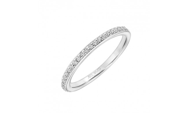 Artcarved Bridal Mounted with Side Stones Classic One Love Diamond Wedding Band Bree 18K White Gold - 31-V886XRW-L.01