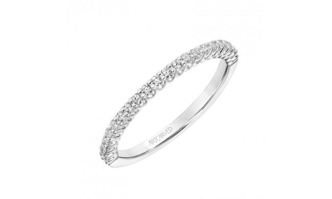 Artcarved Bridal Mounted with Side Stones Classic Halo Diamond Wedding Band Jocelyn 14K White Gold - 31-V892W-L.00