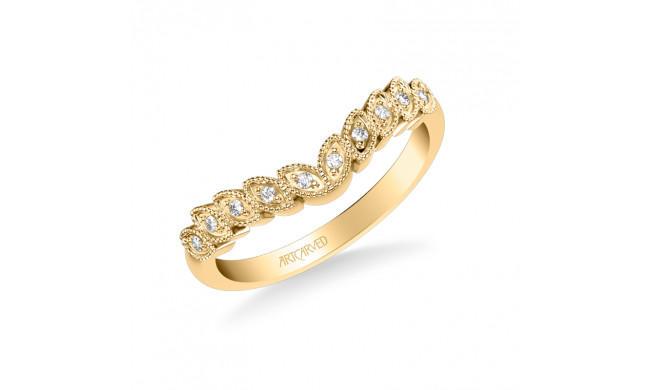Artcarved Bridal Mounted with Side Stones Contemporary Diamond Wedding Band 18K Yellow Gold - 31-V999Y-L.01
