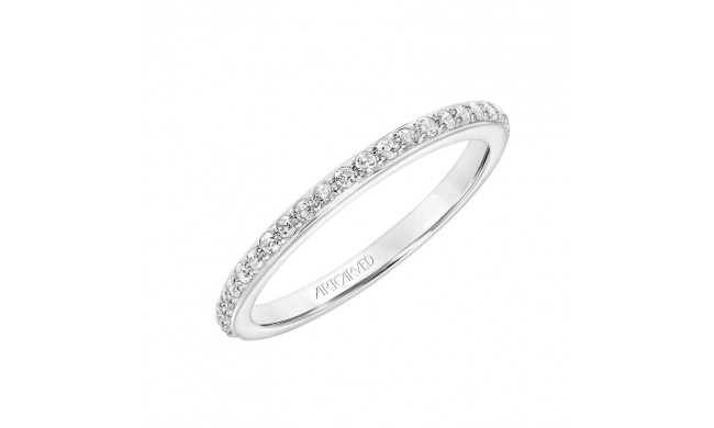 Artcarved Bridal Mounted with Side Stones Contemporary Bezel Diamond Wedding Band Gray 18K White Gold - 31-V836W-L.01