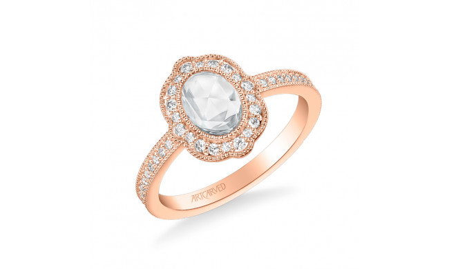 Artcarved Bridal Mounted Mined Live Center Vintage Halo Engagement Ring Sophia 14K Rose Gold - 31-V1000CVR-E.00