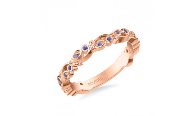 Artcarved Bridal Mounted with Side Stones Contemporary Anniversary Band 14K Rose Gold & Blue Sapphire - 33-V9479SR-L.00