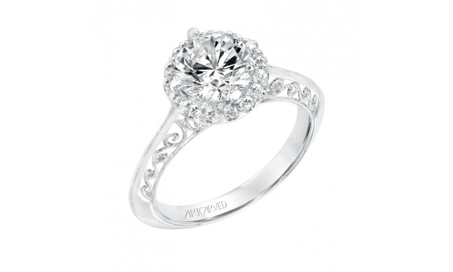 Artcarved Bridal Mounted with CZ Center Vintage Filigree Halo Engagement Ring Isador 14K White Gold - 31-V729GRW-E.00