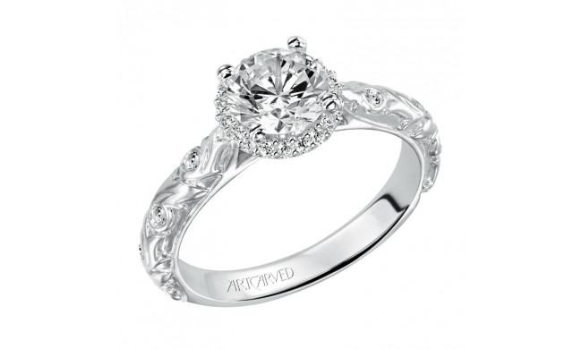 Artcarved Bridal Mounted with CZ Center Vintage Engraved Halo Engagement Ring Catrina 14K White Gold - 31-V487ERW-E.00