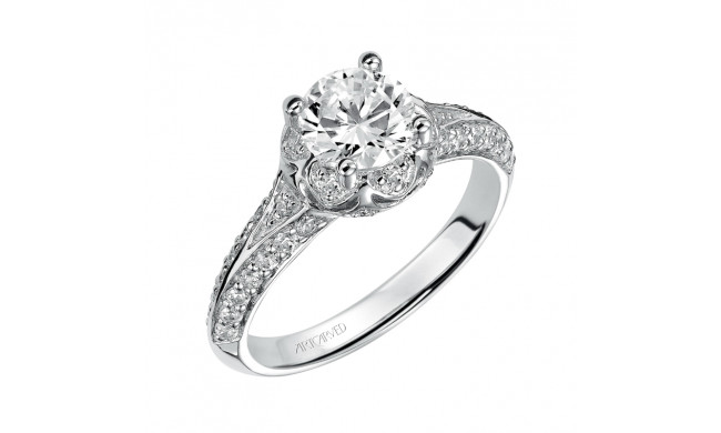 Artcarved Bridal Semi-Mounted with Side Stones Contemporary Halo Engagement Ring Cynthia 14K White Gold - 31-V389ERW-E.01