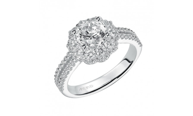 Artcarved Bridal Semi-Mounted with Side Stones Contemporary Halo Engagement Ring Jacqueline 14K White Gold - 31-V453ERW-E.01