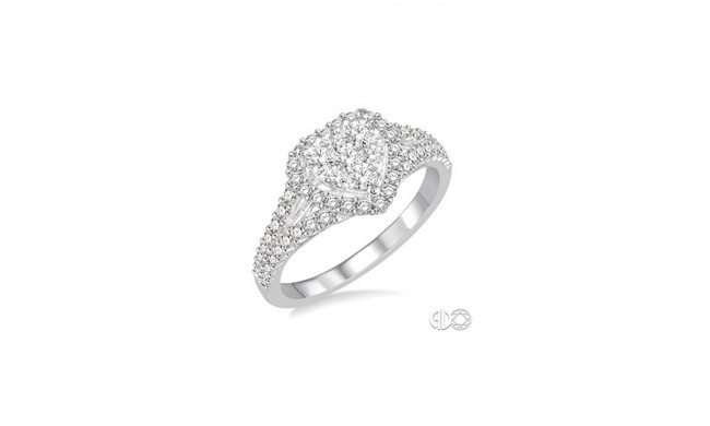 Ashi 14k White Gold Round Cut Diamond Heart Shape Lovebright Engagement Ring