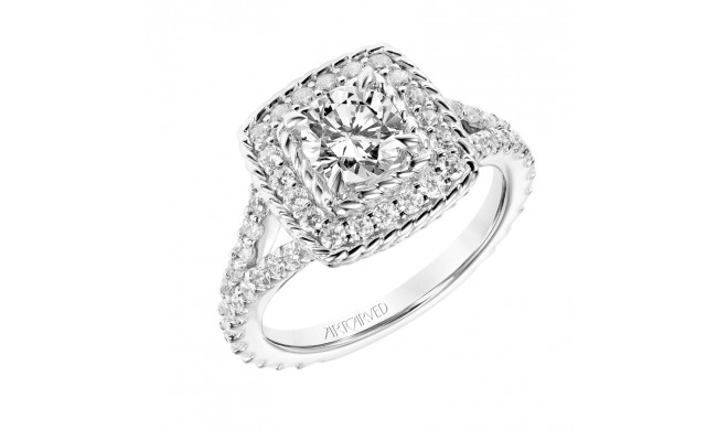 Artcarved Bridal Mounted with CZ Center Contemporary Rope Halo Engagement Ring Alexa 14K White Gold - 31-V754DRW-E.00