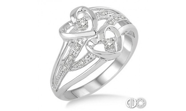 Ashi Diamonds Silver Twice Heart Ring