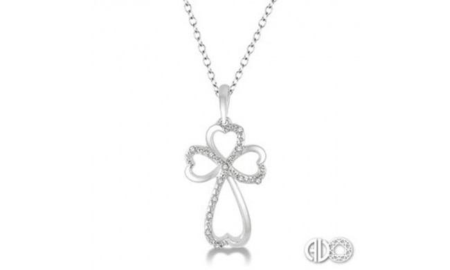 Ashi Diamonds Silver Cross Heart Pendant