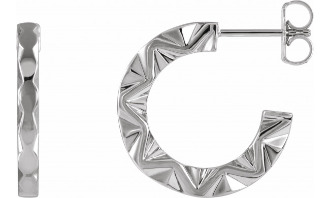 14K White Geometric Hoop Earrings - 86849600P