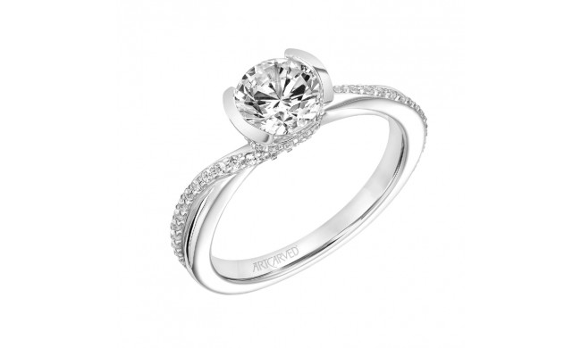 Artcarved Bridal Semi-Mounted with Side Stones Contemporary Bezel Engagement Ring Zola 18K White Gold - 31-V832ERW-E.03