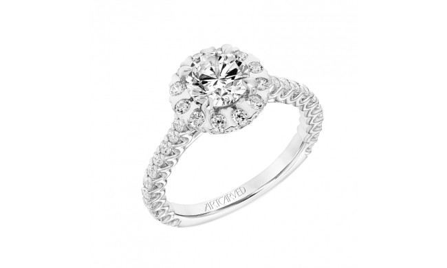 Artcarved Bridal Mounted with CZ Center Classic Halo Engagement Ring Pamela 18K White Gold - 31-V809ERW-E.02