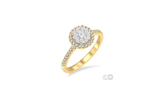 Ashi 14k Yellow Gold Round Shape Diamond Lovebright Engagement Ring