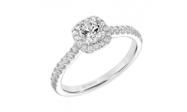 Artcarved Bridal Mounted Mined Live Center Classic One Love Halo Engagement Ring Layla 14K White Gold - 31-V867BRW-E.00