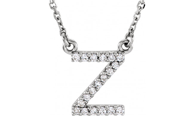 14K White Initial Z .08 CTW Diamond 16 Necklace - 67311125P
