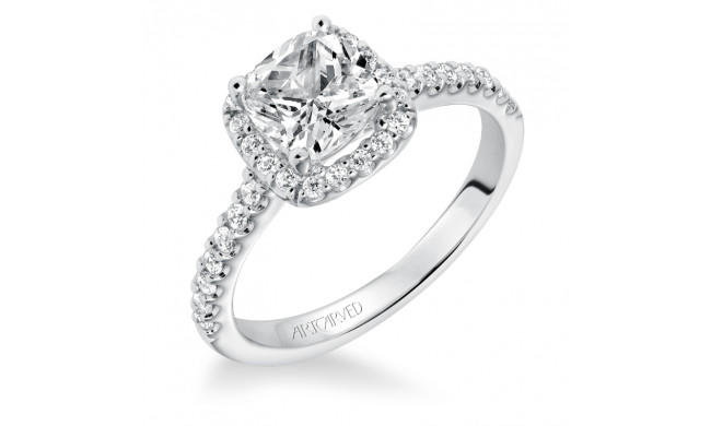 Artcarved Bridal Mounted with CZ Center Classic Halo Engagement Ring Layla 14K White Gold - 31-V324GUW-E.00