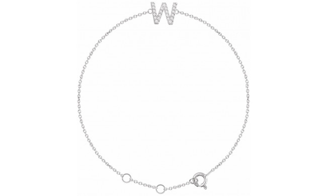 14K White .07 CTW Diamond Initial W 6-7 Bracelet - 65268960023P