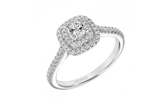 Artcarved Bridal Mounted Mined Live Center Classic One Love Halo Engagement Ring Avril 18K White Gold - 31-V608ARW-E.01