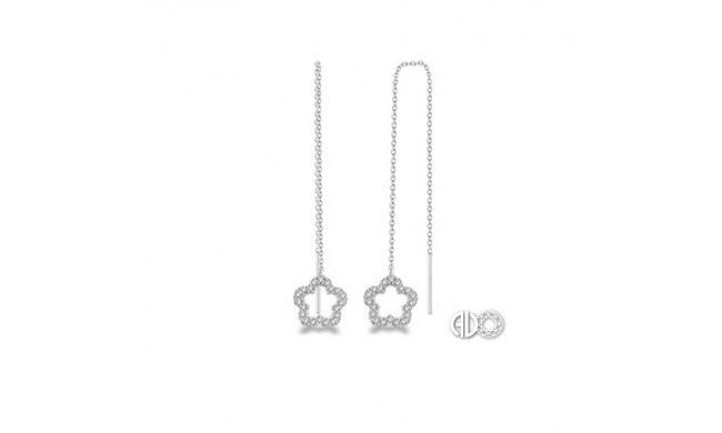 Ashi Diamonds 10k White Gold Diamond Flower Threader Earrings