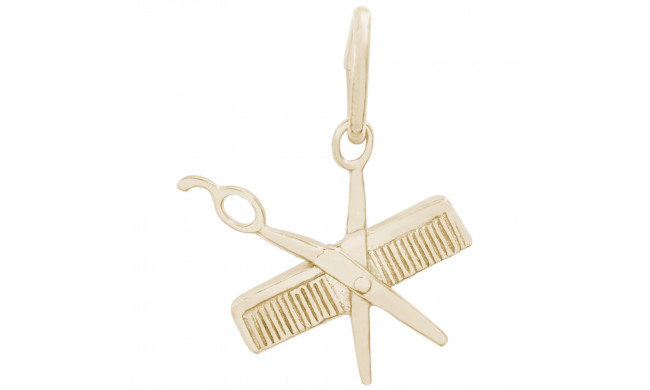 14k Gold Comb and Scissors Charm