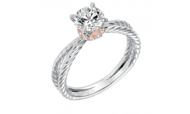 Artcarved Bridal Mounted with CZ Center Contemporary Twist Solitaire Engagement Ring Caitlin 14K White Gold Primary & 14K Rose Gold - 31-V569ERR-E.00