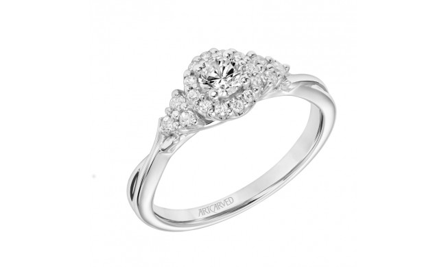 Artcarved Bridal Semi-Mounted with Side Stones Contemporary One Love Engagement Ring 18K White Gold - 31-V876XRW-E.05