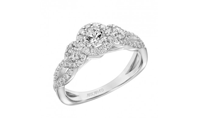 Artcarved Bridal Mounted Mined Live Center Contemporary One Love Halo Engagement Ring 18K White Gold - 31-V878ARW-E.01
