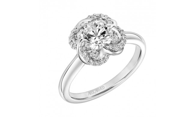 Artcarved Bridal Semi-Mounted with Side Stones Halo Engagement Ring Nola 14K White Gold - 31-V852ERW-E.01