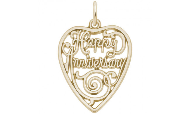 Rembrandt 14k Yellow Gold Happy Anniversary Heart Charm