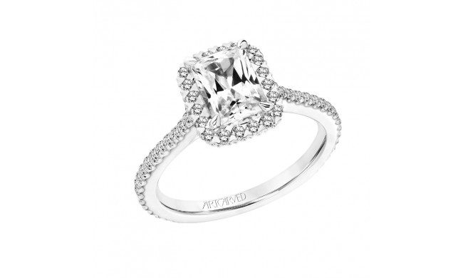 Artcarved Bridal Semi-Mounted with Side Stones Classic Halo Engagement Ring Clarissa 14K White Gold - 31-V807GEW-E.01
