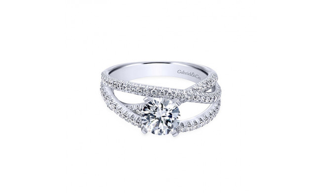 Gabriel & Co 14k White Gold Round Free Form Engagement Ring