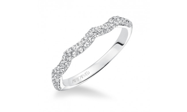 Artcarved Bridal Mounted with Side Stones Contemporary Twist Diamond Wedding Band Mackenzie 14K White Gold - 31-V595W-L.00