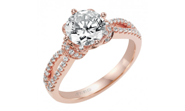 Artcarved Bridal Semi-Mounted with Side Stones Contemporary Floral Diamond Engagement Ring Phoebe 14K Rose Gold - 31-V337GRR-E.01