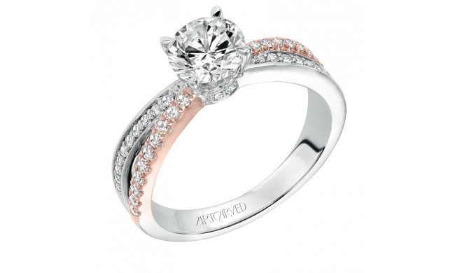 Artcarved Bridal Semi-Mounted with Side Stones Classic Americana Engagement Ring Mimi 14K White Gold Primary & 14K Rose Gold - 31-V579ERR-E.01