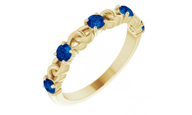 14K Yellow Blue Sapphire Stackable Link Ring - 72047618P