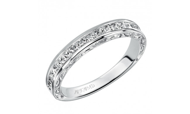 Artcarved Bridal Mounted with Side Stones Vintage Fashion Diamond Anniversary Band 14K White Gold - 33-V9118W-L.00