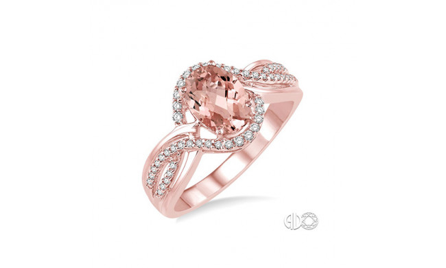 Ashi 14k Rose Gold Round Diamond and Morganite Engagement Ring