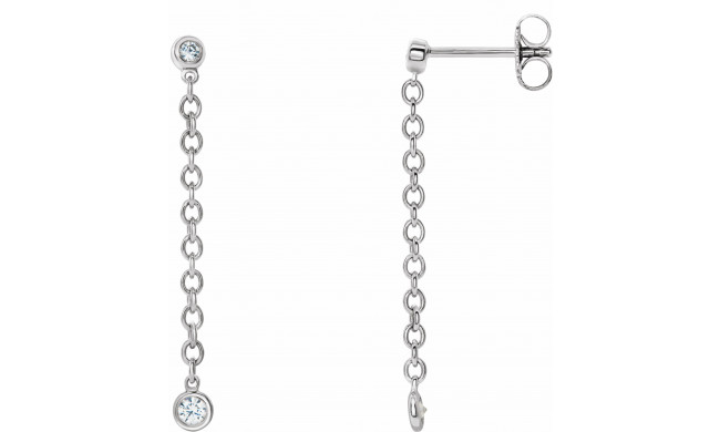 14K White 1/5 CTW Diamond Bezel Set Chain Earrings - 65346360000P