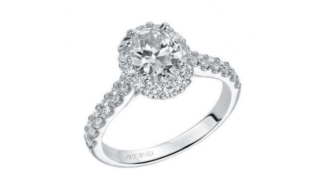 Artcarved Bridal Semi-Mounted with Side Stones Classic Halo Engagement Ring Genesis 14K White Gold - 31-V439EVW-E.01