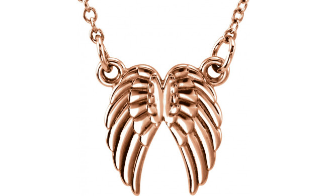 14K Rose Tiny Poshu00ae Angel Wings 16-18 Necklace - 858001003P