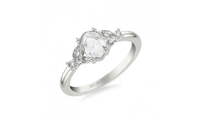 Artcarved Bridal Mounted Mined Live Center Contemporary Diamond Engagement Ring 14K White Gold - 31-V1021DVW-E.00
