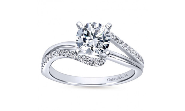Gabriel & Co 14k White Gold Round Bypass Engagement Ring