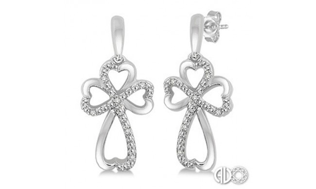 Ashi Diamonds Silver Cross Heart Earrings