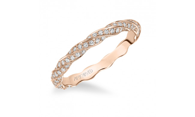 Artcarved Bridal Mounted with Side Stones Stackable Eternity Diamond Anniversary Band 14K Rose Gold - 33-V11C4R65-L.00