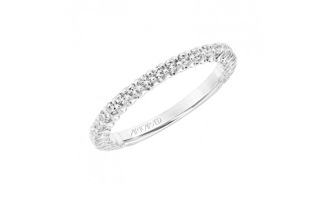 Artcarved Bridal Mounted with Side Stones Classic Halo Diamond Wedding Band Clementine 18K White Gold - 31-V808W-L.01